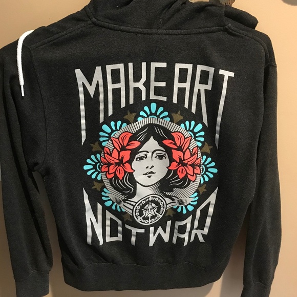Obey Jackets & Blazers - Obey Make Art Not War Women's Small Zip Up Hoodie